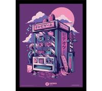 Ilustrata Affiche encadrée de distributeur automatique rétro, Violet/blanc/vert, 40cm x 30cm