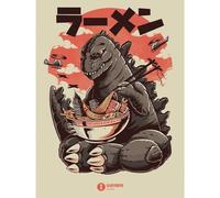 Ilustrata - Impression sur toile KAIJU RAMEN (40 cm x 30 cm) (Beige/Noir/Rouge)