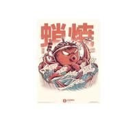 Ilustrata - Impression sur toile TAKOYAKI ATTACK (40 cm x 30 cm) (Marron/Bleu)