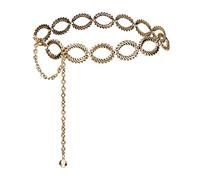 ILuvatar Chaîne de taille en métal pour femme avec chaîne elliptique en relief - Chaîne rétro dorée - Ceinture punk, 110CM