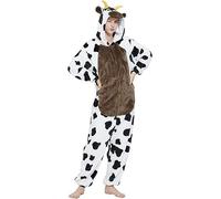 ILWHE Vêtements pour Animaux Combinaison Pantalons Pyjama Cosplay Costume Noël Halloween Pyjama Unisexe Adulte Adolescent (L, Vache laitière)