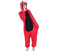 ILWHE Vêtements pour Animaux Combinaison Pantalons Pyjama Cosplay Costume Noël Halloween Pyjama Unisexe Adulte Adolescent (S, Dinosaure Rouge)