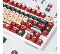 ILYCHEEGAMI Lot de Touches Rondes Mignonnes en PBT à Profil MOA et XDA pour Filles et Enfants, Clavier mécanique ISO ANSI, commutateurs Gateron, Kailh, Cherry MX, Motif de Noël