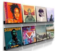 ILYXY Lot de 8 étagères murales flottantes en acrylique pour disques vinyles de 30,5 cm, cadres d'affichage noirs pour albums LP et décoration murale