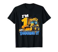 I'm 1 and Digging It Construction Bulldozer 1st Birthday Boy T-Shirt