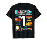 I'm 1 Birthday Boy 1st Bday Trains Cars Planes Vehicles T-Shirt