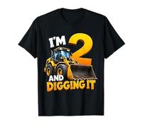I'm 2 and Digging It Construction Bulldozer 2nd Birthday Boy T-Shirt