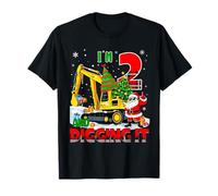 I'm 2 Construction 2nd Birthday Kid Boy Xmas Excavator Santa T-Shirt