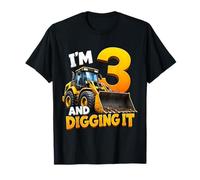 I'm 3 and Digging It Construction Bulldozer 3rd Birthday Boy T-Shirt