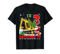 I'm 3 Construction 3rd Birthday Kid Boy Xmas Excavator Santa T-Shirt