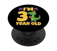 I'm 3 Year Old Dinosaur Birthday Boy T-Rex Fête d'anniversaire PopSockets PopGrip Adhésif