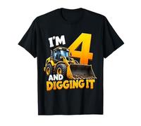 I'm 4 and Digging It Construction Bulldozer 4th Birthday Boy T-Shirt