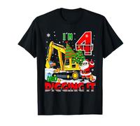 I'm 4 Construction 4th Birthday Kid Boy Xmas Excavator Santa T-Shirt