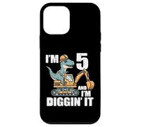 Im 5 and Diggin It Dino Excavator 5e Anniversaire Trex Boys Kid Coque pour iPhone 12 Mini