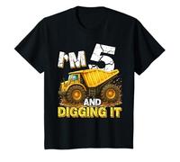 I'm 5 and Digging It 5e Anniversaire Boy Construction Excavator T-Shirt