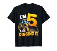 I'm 5 and Digging It Construction Bulldozer 5th Birthday Boy T-Shirt
