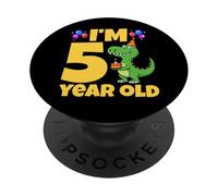 I'm 5 Year Old Dinosaur Birthday Boy T-Rex Fête d'anniversaire PopSockets PopGrip Adhésif