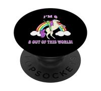 I'm 6 & Out of This World Alien Unicorn Party PopSockets PopGrip Adhésif