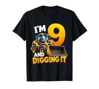 I'm 9 and Digging It Construction Bulldozer 9th Birthday Boy T-Shirt