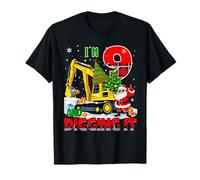I'm 9 Construction 9th Birthday Kid Boy Xmas Excavator Santa T-Shirt