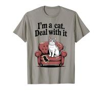 I'm A Cat Deal With It Canapé Chaton Plantes Amoureux des chats T-Shirt