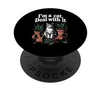 I'm A Cat Deal With It Chat Lover Plante Chaton Amusant Chat PopSockets PopGrip Adhésif