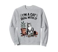 I'm A Cat Deal With It Chat Lover Plante Chaton Amusant Chat Sweatshirt
