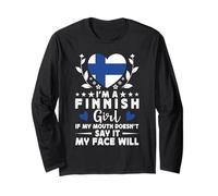 I'm a Finnish Girl Finnish Face Finland Flag Manche Longue