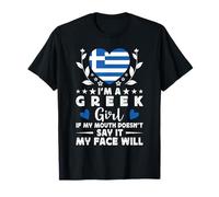 I'm a Greek Girl Greek Face Greece Flag T-Shirt