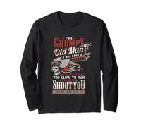 Im A Grumpy Old Man I Was Born in August Biker Gifts Manche Longue