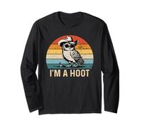 I'm A Hoot Funny Saying Pun Joke Owl Lover Vintage Sunset Manche Longue