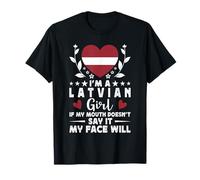 I'm a Latvian Girl Latvian Face Latvia Flag T-Shirt