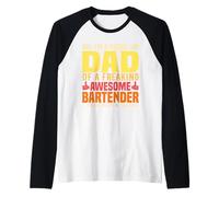 I'm A Proud Dad Bartender Funny Bartending Alcoholic Drink Manche Raglan