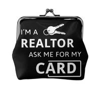 I'm A Realtor Ask Me Portefeuille minimaliste léger pour les trajets scolaires et professionnels, Noir , Taille unique, Pochette à monnaie