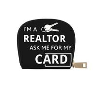 I'm A Realtor - Petit portefeuille en cuir avec fermeture éclair pour cartes de crédit Ask Me pour homme et femme - Petit portefeuille pour voyage, blanc, Taille unique
