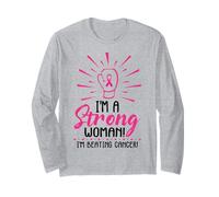 I'm A Strong Woman I Am Beating Breast Cancer Awareness Rose Manche Longue