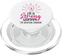 I'm A Strong Woman I Am Beating Breast Cancer Awareness Rose PopSockets PopGrip pour MagSafe
