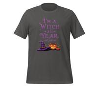 I'm a Witch All Year Funny Halloween T-shirt unisexe pour adulte, asphalte, L