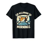 I'm Allergic To Morning Funny Sleeping Corgi Sleep Humour T-Shirt