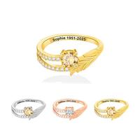 « I'm Always With You » - Bague commémorative personnalisée avec pierre de naissance - Bague de promesse gravée pour femme et mère - Cadeau d'anniversaire pour la perte d'un être cher