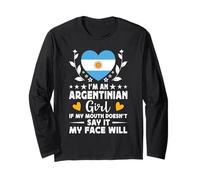I'm an Argentinian Girl Argentinian Face Argentina Flag Manche Longue