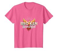 Im Broken : De Broken à Beautiful Phoenix Rising Art T-Shirt, Enfant, Rose chiné, 10 Ans