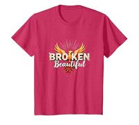 Im Broken : De Broken à Beautiful Phoenix Rising Art T-Shirt, Enfant, Rouge chiné, 10 Ans