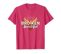 Im Broken : De Broken à Beautiful Phoenix Rising Art T-Shirt, Homme, Rouge Chiné, M