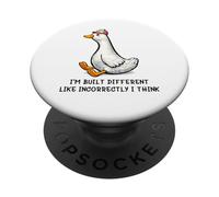 I'm Built Different Funny Duck Meme Goose Wearing Cap Humor PopSockets PopGrip Adhésif