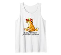 I'm Built Different Funny Orange Cat Wearing Cap Meme Humor Débardeur