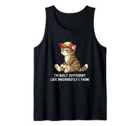 I'm Built Different Funny Tabby Cat Wearing Cap Meme Humor Débardeur