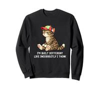 I'm Built Different Funny Tabby Cat Wearing Cap Meme Humor Sweatshirt