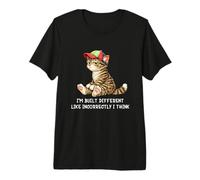 I'm Built Different Funny Tabby Cat Wearing Cap Meme Humor T-Shirt Haut de Gamme