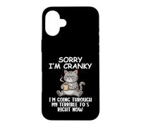 I'm Cranky I'm Going Through My Terrible 70's Funny Cat Coque pour iPhone 16 Plus